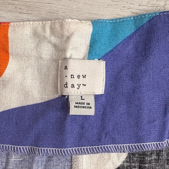 Linen blend Multicolor Print Sundress size L - Picture 2 of 5